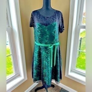 ALFRED ANGELO | Lace Overlay Cocktail Dress